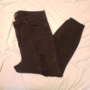 Torrid black distressed ripped black jeans size 20 S